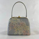 【在庫一掃】 和装バッグ 優品 フォーマル 桜 金銀彩 箔 銀色 正絹 和装小物 【中古】