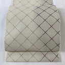 袋名古屋帯 美品 名品 夏帯 斜め格子 ベージュ 正絹 【中古】