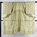 長襦袢 身丈117cm 裄丈62cm S 犬とカタツムリ ベージュ 正絹 名品 【中古】