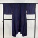 【最終値引き】 道中着 身丈124cm 裄丈66cm M 和装コート 着物衿 宝仙 落款あり 地紋 ぼかし 青紫 正絹 美品 逸品 【中古】 msp70