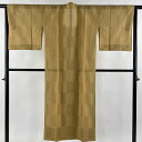 【最終値引き】 道行 身丈137cm 裄丈66.5cm M 和装コート 角衿 変わり市松 縦縞模様 薄茶色 正絹 美品 逸品 【中古】 msp70