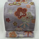 袋帯 秀品 松竹梅 紗綾形 金糸 箔 薄紫 六通 正絹 【中古】