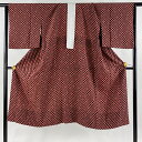 長襦袢 身丈126.5cm 裄丈66.5cm M 市松 宝尽くし えんじ色 正絹 名品 【中古】