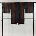 道中着 身丈89cm 裄丈66.5cm M 和装コート 地紋 染分け 茶色 正絹 秀品 【中古】 msp70