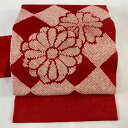 【最終値引き】 名古屋帯 美品 優品 花 菱 絞り 赤 正絹 【中古】 msp70