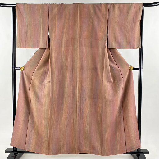 小紋 身丈158.5cm 裄丈66cm M 袷 縦縞 縮緬 薄小豆 正絹 美品 優品 【中古】 msp30 小紋 身丈158.5cm 裄丈66cm M 袷 縦縞 縮緬 薄小豆 正絹 美品 優品 【中古】 msp30
