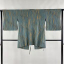 道中着 身丈80cm 裄丈62cm S 和装コート 藤娘 幾何学模様 絞り 灰緑 正絹 美品 名品 【中古】 msp50