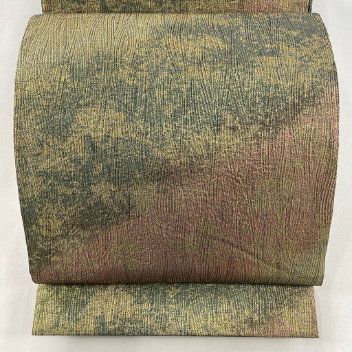 袋帯 美品 秀品 幾何学 箔 金色 全通 正絹 【中古】 袋帯 美品 秀品 幾何学 箔 金色 全通 正絹 【中古】
