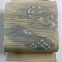 名古屋帯 秀品 夏帯 絽 松葉仕立て 八寸名古屋帯 トンネル仕立て 葡萄 花 金銀糸 ベージュ 正絹 【中古】 msp70