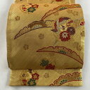 袋帯 秀品 花丸文 雪芝 金糸 箔 金色 六通 正絹 【中古】