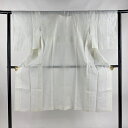 長襦袢 身丈127cm 裄丈62cm S 地紋 流水 白 麻 名品 【中古】