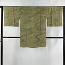 道行 身丈85.5cm 裄丈63cm S 和装コート 角衿 華文 流水 刺繍 灰緑 正絹 美品 秀品 【中古】 msp50