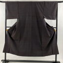 男着物 身丈146cm 裄丈67cm M 袷 紬 焦茶色 正絹 秀品 【中古】
