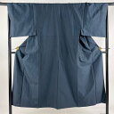 男着物 身丈145.5cm 裄丈68.5cm M 袷 アンサンブル 紬 亀甲絣 紺色 正絹 秀品 【中古】
