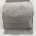 袋帯 秀品 紬地 葉柄 幾何学 刺繍 薄紫 お太鼓柄 正絹 【中古】(4)