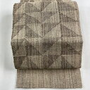 名古屋帯 美品 逸品 証紙あり 丹後藤布 夏帯 八寸名古屋帯 松葉仕立て 三角 市松 薄茶色 藤 【中古】