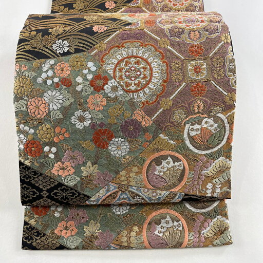 袋帯 美品 名品 蜀江華文 蝶 金糸 唐織 黒 六通 正絹 【中古】 msp30 袋帯 美品 名品 蜀江華文 蝶 金糸 唐織 黒 六通 正絹 【中古】 msp30