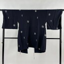 道中着 身丈94.5cm 裄丈68cm L 源氏香 小花 濃紺 正絹 名品 【中古】 msp50