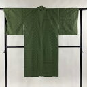 道中着 身丈118cm 裄丈65cm M 和装コート 着物衿 格子 深緑 正絹 逸品 【中古】 msp50
