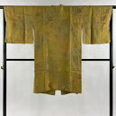 道中着 身丈105cm 裄丈66cm M 和装コート 雪輪 華文 ぼかし 黄土色 正絹 美品 逸品 【中古】 msp50