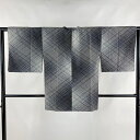 道行 身丈80cm 裄丈62.5cm S 和装コート 道行衿 菱格子 黒灰 正絹 秀品 【中古】 msp50