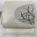 名古屋帯 逸品 夏帯 うさぎ 草花 クリーム 正絹 【中古】