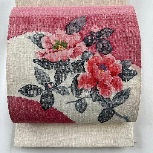 名古屋帯 美品 秀品 八寸名古屋帯 松葉仕立て 枝花 ピンク 正絹 【中古】 msp70 名古屋帯 美品 秀品 八寸名古屋帯 松葉仕立て 枝花 ピンク 正絹 【中古】 msp70