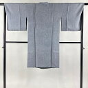 道中着 身丈108cm 裄丈67.5cm L ボタン付き リバーシブル 墨流し 青灰色 正絹 逸品 【中古】 msp50