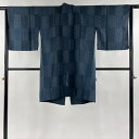 道中着 身丈100cm 裄丈65.5cm M 和装コート 麻の葉 変わり市松 ぼかし 深緑 正絹 美品 逸品 【中古】 msp50