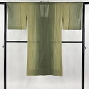 道行 身丈123cm 裄丈64cm M 和装コート 角衿 縦縞 縦ぼかし よもぎ色 正絹 美品 逸品 【中古】 msp50