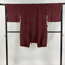 道中着 身丈96cm 裄丈65cm M 和装コート 幾何学模様 絞り えんじ色 正絹 美品 秀品 【中古】 msp50