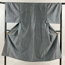 男着物 身丈141cm 裄丈66.5cm M 袷 紬 アンサンブル 灰色 正絹 秀品 【中古】