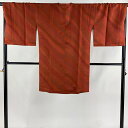 道行 身丈96cm 裄丈69cm L 和装コート 角衿 草花 縞 ぼかし 赤茶 正絹 美品 名品 【中古】