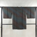 道行 身丈86cm 裄丈64cm M 和装コート 角衿 地紋 ぼかし 深緑 正絹 美品 秀品 【中古】 msp50