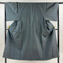 男着物 身丈147cm 裄丈67.5cm M 袷 大島紬 アンサンブル 証紙あり 亀甲絣 深緑 正絹 秀品 【中古】