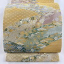 袋帯 美品 秀品 松竹梅 有職文様 金糸 箔 金色 六通 正絹 【中古】(4)