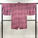 道中着 身丈97cm 裄丈65cm M 和装コート 縞 ピンク 正絹 美品 名品 【中古】 msp50
