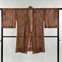 道中着 身丈98.5cm 裄丈66.5cm M 和装コート 幾何学模様 えんじ色 正絹 美品 名品 【中古】 msp50