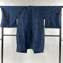 道中着 身丈101cm 裄丈65.5cm M 和装コート 伊と幸 花唐草 濃紺 正絹 美品 逸品 【中古】 msp50