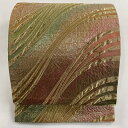 袋帯 美品 秀品 幾何学 箔 オレンジ 全通 正絹 【中古】(4)