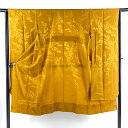 長襦袢 身丈125.5cm 裄丈66cm M 振袖用 地紋 山吹茶色 正絹 美品 秀品 【中古】