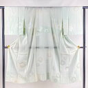 長襦袢 身丈126cm 裄丈63cm S 梅 地紋 ぼかし 金彩 薄緑 正絹 秀品 【中古】