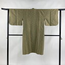 道中着 身丈113cm 裄丈61.5cm S 和装コート 花唐草 茶緑色 正絹 美品 秀品 【中古】 msp50