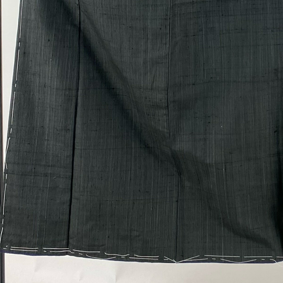 男着物 身丈138cm 裄丈65cm S 袷 紬 縞 墨色 正絹 秀品 【中古】 msp50