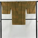 道行 身丈86cm 裄丈65cm M 和装コート 角衿 七宝 花 絞り 茶緑色 正絹 美品 秀品 【中古】 msp50