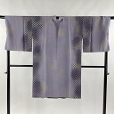 道中着 身丈107cm 裄丈70.5cm L 和装コート 市松 ぼかし 薄紫 正絹 美品 逸品 【中古】