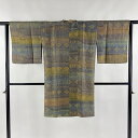 道行 身丈101.5cm 裄丈63cm S 和装コート 千代田衿 落款あり 菱 花 灰紫 正絹 美品 逸品 【中古】