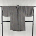 道中着 身丈103cm 裄丈68cm L 和装コート 幾何学模様 ぼかし 灰色 正絹 美品 逸品 【中古】