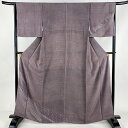 付下げ 身丈163cm 裄丈67.5cm L 袷 寄せ柄 鮫 紫 正絹 秀品 一つ紋 【中古】