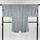 道中着 身丈100cm 裄丈65.5cm M 和装コート 幾何学 絞り ぼかし 青灰色 正絹 美品 逸品 【中古】 msp50